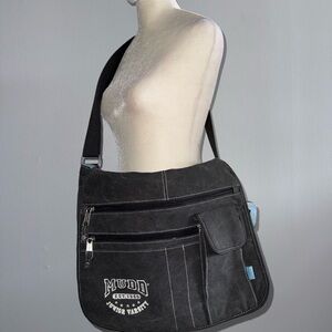 Mudd Black Messenger Bag with White Stitching
